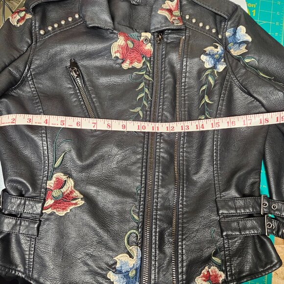 Faux Leather Jacket With Embroidery - Picture 11 of 16